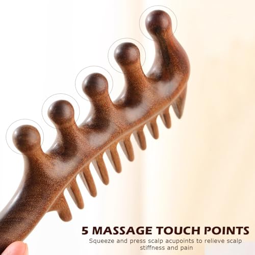 2 in 1 Wooden Comb for Scalp Massage Hair Growth, Wide & Fine Tooth Comb for Stress Relief, Gua Sha, Styling Hair, Scalp Massager Tool