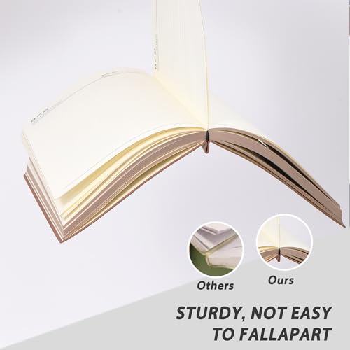 BOBO RABBIT Softcover Lined Notebook 348 Pages Vegan Leather Thick Journal - color: Khaki