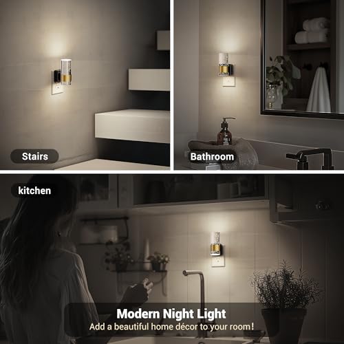 JandCase Night Light, Night Lights Plug into Wall, 2 Pack Dimmable LED - color: Gold-5000K, size: 2 Pack