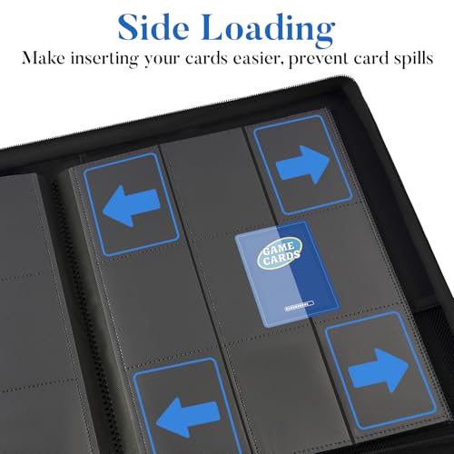 Premium Zip Card Binder, Fabmaker 9 Pocket Trading Card Binder PU Cover - color: Black, size: 9 Pocket - 13.9" x 10.5"