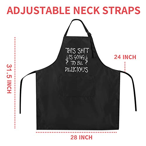 Rosoz Funny BBQ Black Chef Aprons for Men,Adjustable Kitchen Cooking Aprons - color: This is Going to Be Delicious