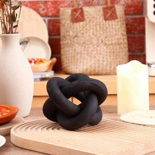 Yalikop 3 Link Wood Knot Decor Rustic Table Shelf Accents, Black - color: Black