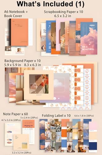 YagCu Aesthetic Scrapbook Kit, Sunset Junk Journal Supplies, Vintage Journaling and Scrapbooking Set, Bullet Journals Materials, Large Collection for Women Adults Beginners, Arts Craft - color: Sunset
