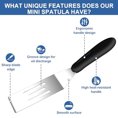 Small Spatula 2Pieces, Stainless Steel Spatula Set, Metal Spatulas for Kitchen Use for Serving and Turning, Ideal for Pancakes, Brownies, Desserts, Cookie, Eggs or Small Pan