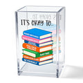 It's Okay To Make Mistakes Acrylic Cosmetic Pencil Pen Holder Cup, Motivational Desk Organizer Accessory for Office School, Inspirational Quote Gifts for Women Book Lover Coworker Sister Teacher - style: Okay To