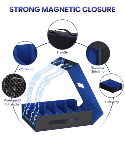 Gomyrod 5 Row 4200+ Trading Card Storage Box with Commander Display - color: Black/Blue, size: 4200+