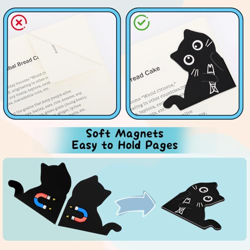10 Pcs Cute Magnetic Bookmarks for Women, Black Cat Lover Gifts - color: Black Cat