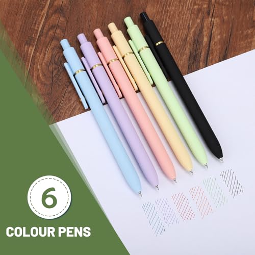 Ddaowanx Colored Gel Pens Set,0.5mm Retractable Quick Dry Ink Pens Bulk - color: 24Pcs-Aesthetic Colors, size: 1 Count (Pack of 6)