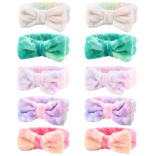10 Pack Tie Dye Soft Spa Headbands Bulk for Women Girls - color: Multicolor 02