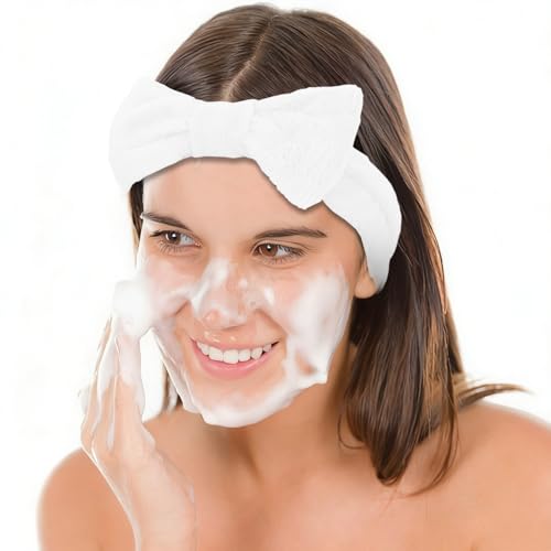 10 Pack Cute White Soft Microfiber Spa Headbands for Women & Girls - color: White