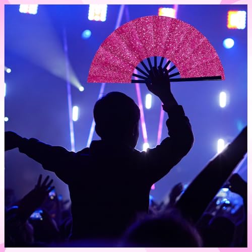 Maitys 2 Pack Foldable Fans for Rave Dancing,Bright Color,Flash Pattern - color: Bright Color, style: Flash Pattern