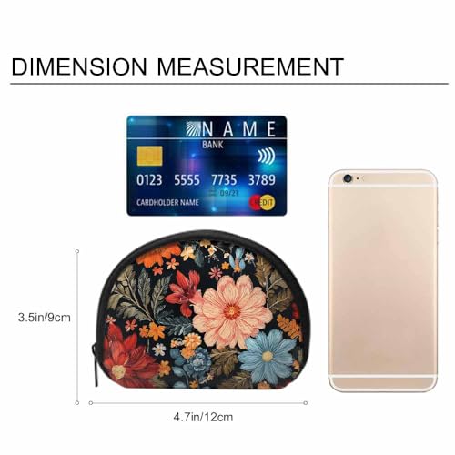 IBILIU Small Coin Purse Black Flower Embroidery Colorful Flowers Beautiful Floral Ornament Mini Wallet Coin Pouch Change Purse For Women Men - color: Coinp-017