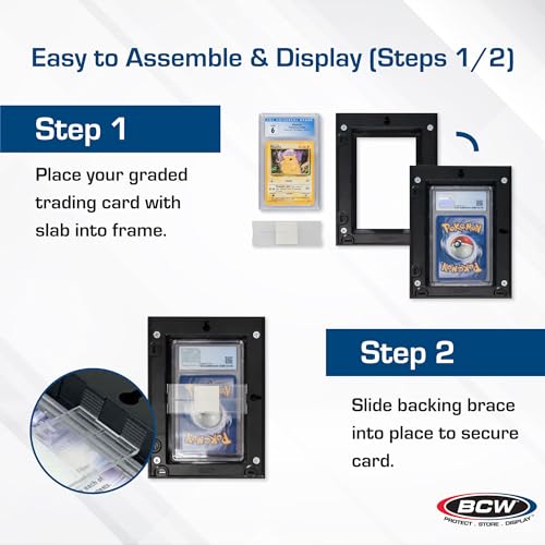 BCW Interlocking Card Frames - Black | Interlocking Frames Ideal for Collectibles, Trading Cards, and Memorabilia | Wall Display Frame (Graded Cards - 8 Pack) - style: Graded Interlocking Frames