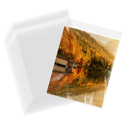 AUEAR 8"x10" Crystal Clear Plastic Sleeves Storage Bags for Picture 100 Pack - size: 8 x 10 inches