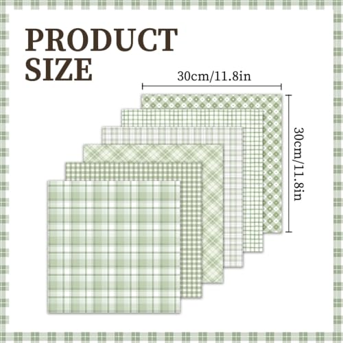 36 Sheets Scrapbook Paper 12x12 In Plaid Patterned Paper (Green) - color: Green