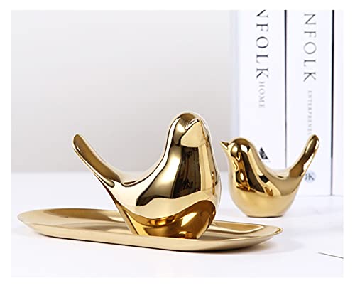 Small Animal Birds Statues Home Decor Modern Style Gold Decorative Ornaments for Living Room, Bedroom,Cabinets, Office Desktop (2 Pack) - color: Gold
