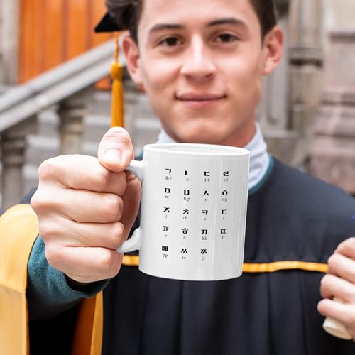 Panvola Hangul And English Alphabet Korean Ceramic Mug 11oz White