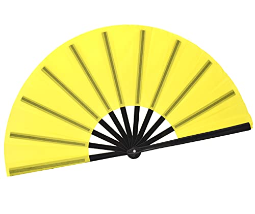 Folding Fan - 13 inch Nylon-Cloth Fan with Performance Design (Yellow) - color: Yellow