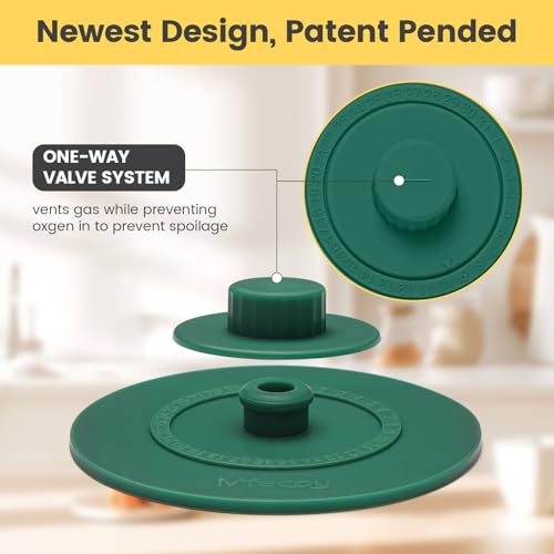 Original Patented Airlock Fermentation Lids for Wide Mouth Mason Jars, Fermenter Caps, Fermentation Kit for Sauerkraut & Pickle Kit, One Way Waterless Airlock Valve - BPA-Free (Jar Not Included)