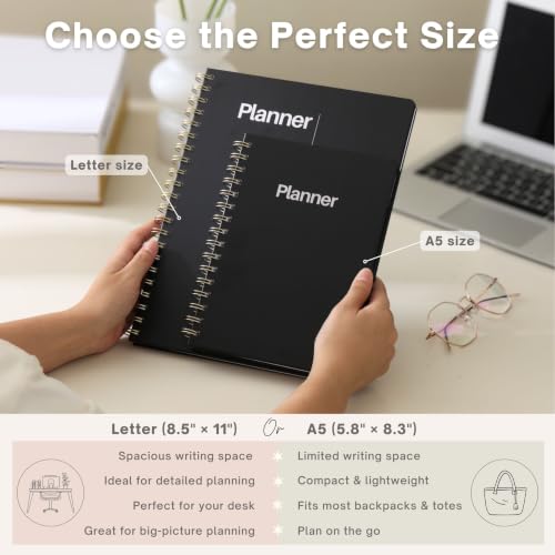 Undated Weekly Planner, A5, Dashboard Layout, Black - color: Black, size: 5.8" x 8.3" (A5)
