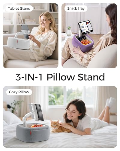 LULULOOK Tablet Pillow Stand for Kindle/iPad, Kindle Holder for Bed, White - color: Cloudy White