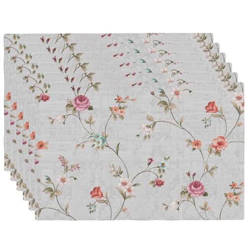 Boho Botanic Floral Wildflowers Placemats Set of 6 12x18 Inch - color: Multicolor, size: Set of 6