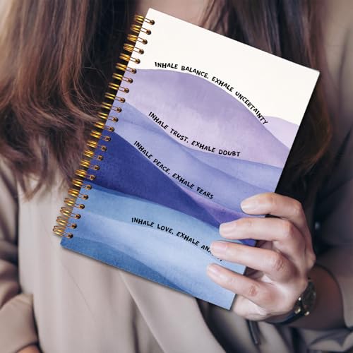 JINYO Inhale Exhale Mental Health Mindfulness Notebook, Anxiety Journal, Therapy Journal for Mental Health, Anti Anxiety Gifts, Stress Relief Gifts, Abstract Inspirational Spiral Notebook 5.5x8.3 Inch - color: white Health Notebook