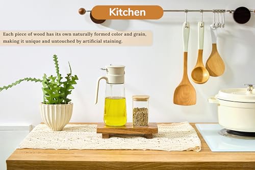 X-Small 8.5" Acacia Wood Riser Pedestal Stand for Kitchen Counter - size: X-Small:8.5"x4.0"