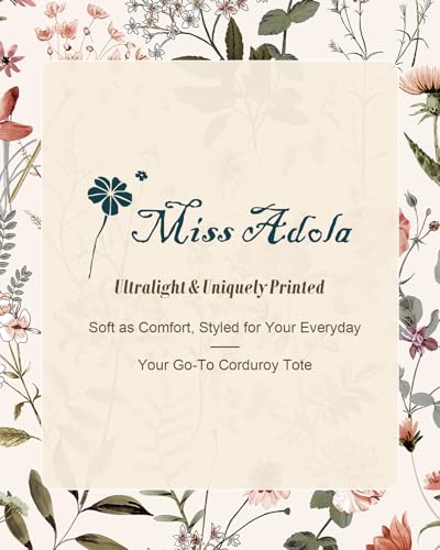 Miss Adola Large Aesthetic Corduroy Tote Bag for Women - color: Pink Floral, size: Large