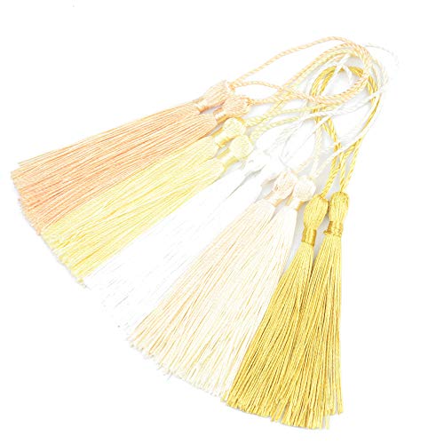 100Pcs 5 Inch Silky Bookmark Tassels for Jewelry, Souvenir(Mixed Yellow) - color: Mixed Yellow