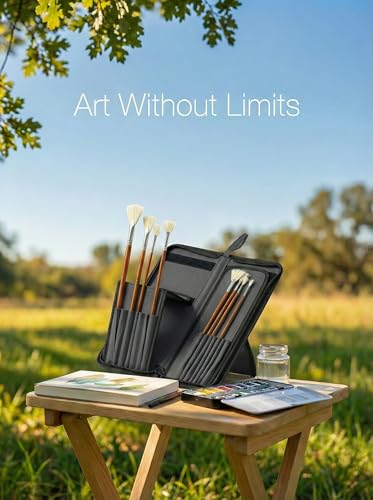 DUGATO Long Brush Holder & Organizer, Canvas Case 5.7 x 14.8 in, Black - color: Black, size: Large 5.7x14.8 inches