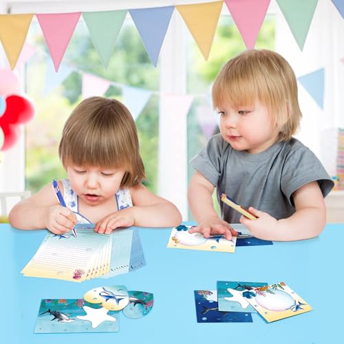 WERNNSAI 69 PCS Shark Kids Stationery Paper and Envelopes Set for Boys - color: Shark