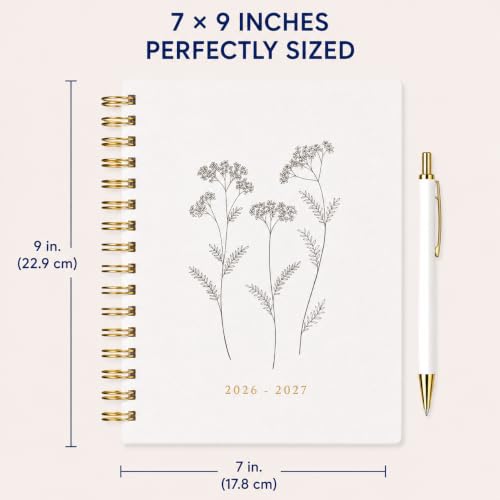WORLD TRAVELER Academic Planner School Organizer Jul 2026-Dec 2027, 7"x9" - color: Ivory Flowers