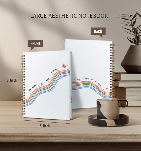 Rainbow Notebook for Women-Inspirational Daily Journal For Men Friends Gifts On Birthday Christmas Mother's Day, Travel Business Work College Ruled Lined Gold Spiral Bound Hardcover,5.8"x8.3" - color: Rainbow okay