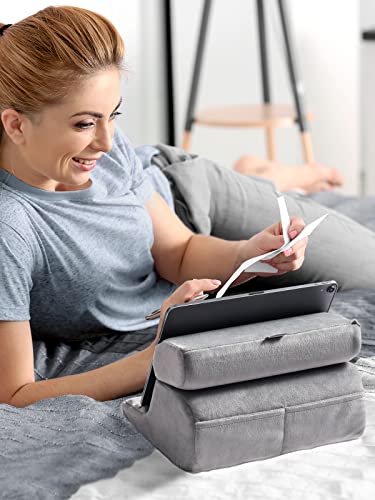 UGREEN Tablet Pillow Stand for Lap Soft Holder Bed with 3 Viewing Angles Adjustable Home Office Accessories Compatible with iPad Pro 13 12 11 10.5 Air Mini 5 4 3 2 Phone 16 15 14 E-Reader Grey - color: Grey