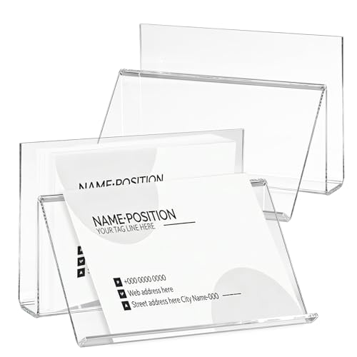 2 Pcs Clear index card stand 4 x 6'' Acrylic postcard display holder Desk card organizer Business card holders for Home Office School Desktop Card Storage (No Card)