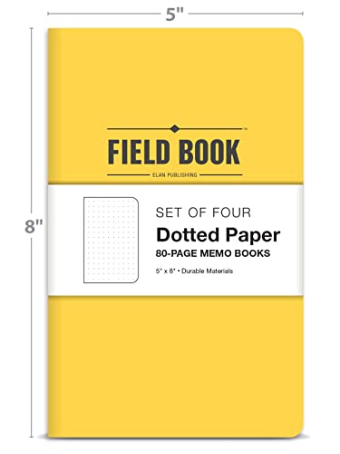 Elan Publishing Company Field Notebook/Journal - 5"x8" - Yellow Cover - Dot Grid Book - Pack of 4