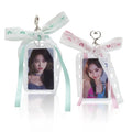2 Pack K-pop Photocard Holder Keychain, Photo Card Holder with Ribbon Bow - color: Rose&mint
