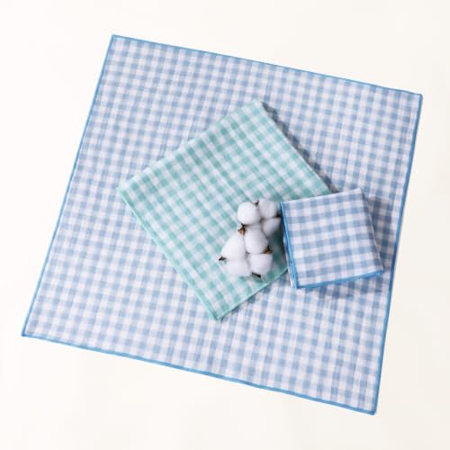 Handkerchiefs for Women, Soft Muslin Cotton Womens Handkerchiefs - color: Checked - 4pcs