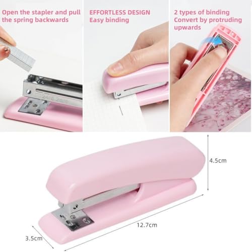 Pink Office Desk Accessories, 15pcs Office Supplies 360°Pen Holder , Stapler, Staple Remover, Tape Dispenser,Tape Refills, Binder Paper Clips Kit, Scissor, Cute Desk Accessories for Women Gift Set