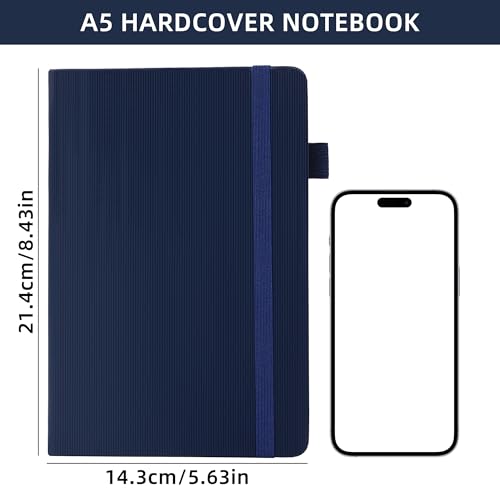BOBO RABBIT Lined Journal Notebook for Work 100 GSM Thick Paper 300 Pages College Ruled A5 Notebook Hardcover Leather Journal for Writing School Office, 5.63"x8.43" - color: A-Blue