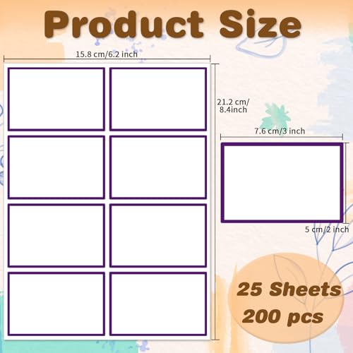 Starboling Name Tag Stickers, 200 Pcs 3"x2" Deep Purple Plain Name Tag Stickers with Colorful Border, for Office, Meeting, School and Home - color: Deep Purple Rectangle
