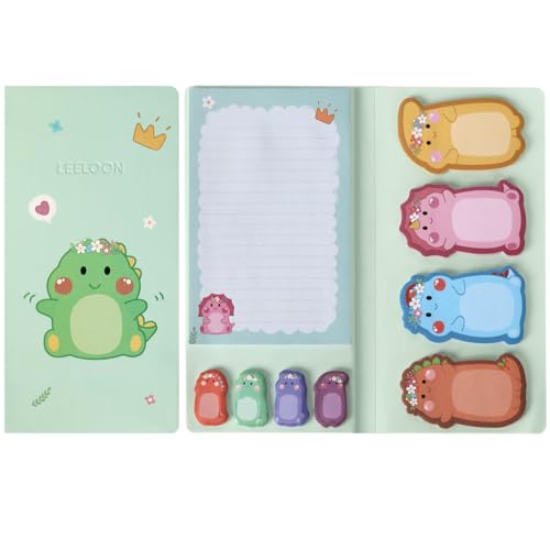 Dinosaur Sticky Notes Set, 360 Sheets Cute Cartoon Animal Dinosaur Self-Stick Notes Pads Dinosaur Themed Memo Pads Dinosaur Shaped Page Markers Index Tabs for Students Office School Supplies - style: Dinosaur