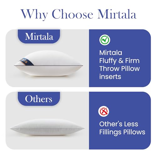 Mirtala 16"x16" Pillow Inserts with 100% Cotton Cover Decorative Square Throw 16" Pillows for Living Room, Sofa, Couch, and Bed-White (2, 16 x16 Inch) - size: 16 x16 Inch