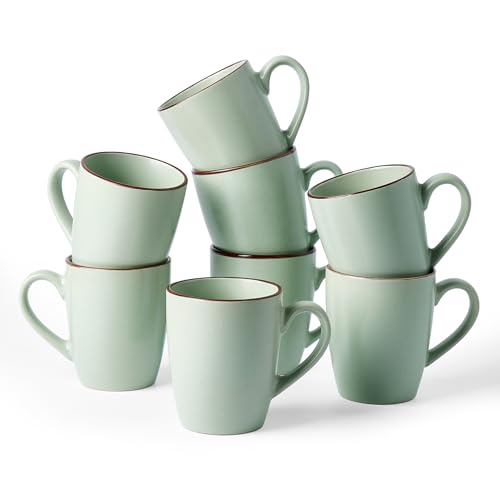 famiware Venus Coffee Mugs Set of 8, 13 oz Ceramic Stoneware Mug Cup Set - color: Light Green, size: 8pcs