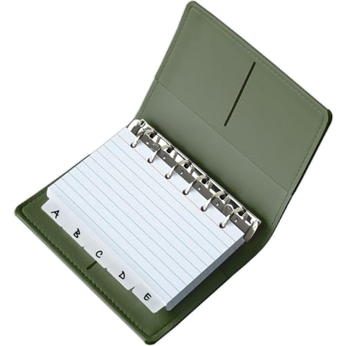 Olivo 3x5 Lined Index Cards with Ring Binder Holder and Dividers, Green - color: Green