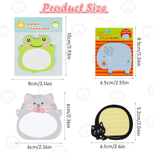 DIYASY 48 Pads Cute Animal Sticky Notes, Self Adhesive Cartoon Sticky Notes - color: Pink