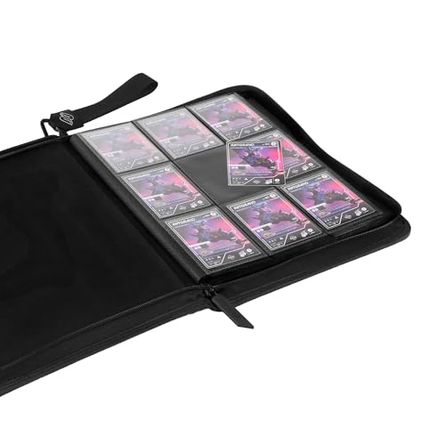 ZipBinder360, Premium 9 Pocket Trading Card Collector's Binder with 360 Slots, Side-Loading Sheets, and All-Around Zipper, Black - size: 360 Cards