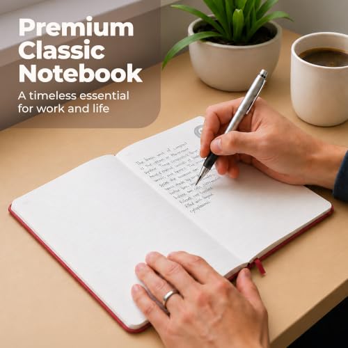 A5 Premium Leather Journal Red 5.8x8.3" Lined Leather Notebook 300 Pages - color: Red, size: A5 300 Pages