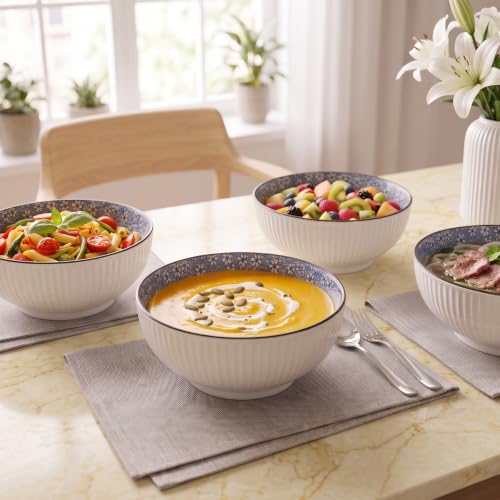 60 oz Large Soup Bowls Set of 3, Pho Bowls, Ramen Bowl - Floral - size: Floral Pattern (8 Inch, 60 oz)